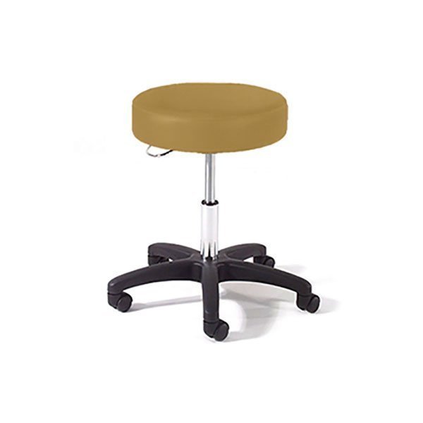 Midcentral Medical Physician Stool w/ Black Base, D handle, Crst. Backrest, Ht.-Std., Tan MCM866-CB-HS-TN